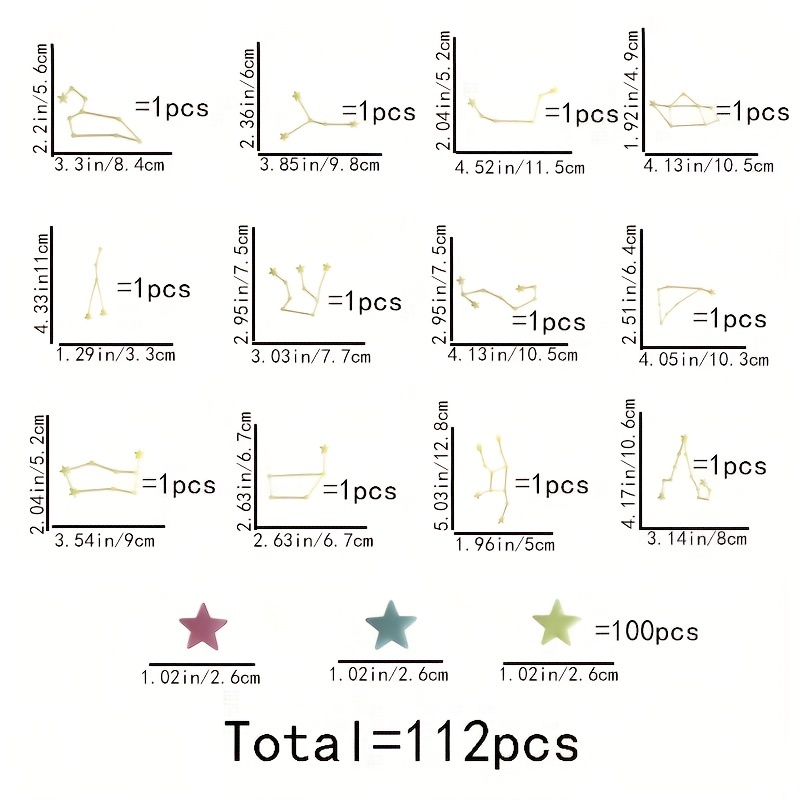 Comprar 108 Uds estrellas luminosas que brillan en la oscuridad