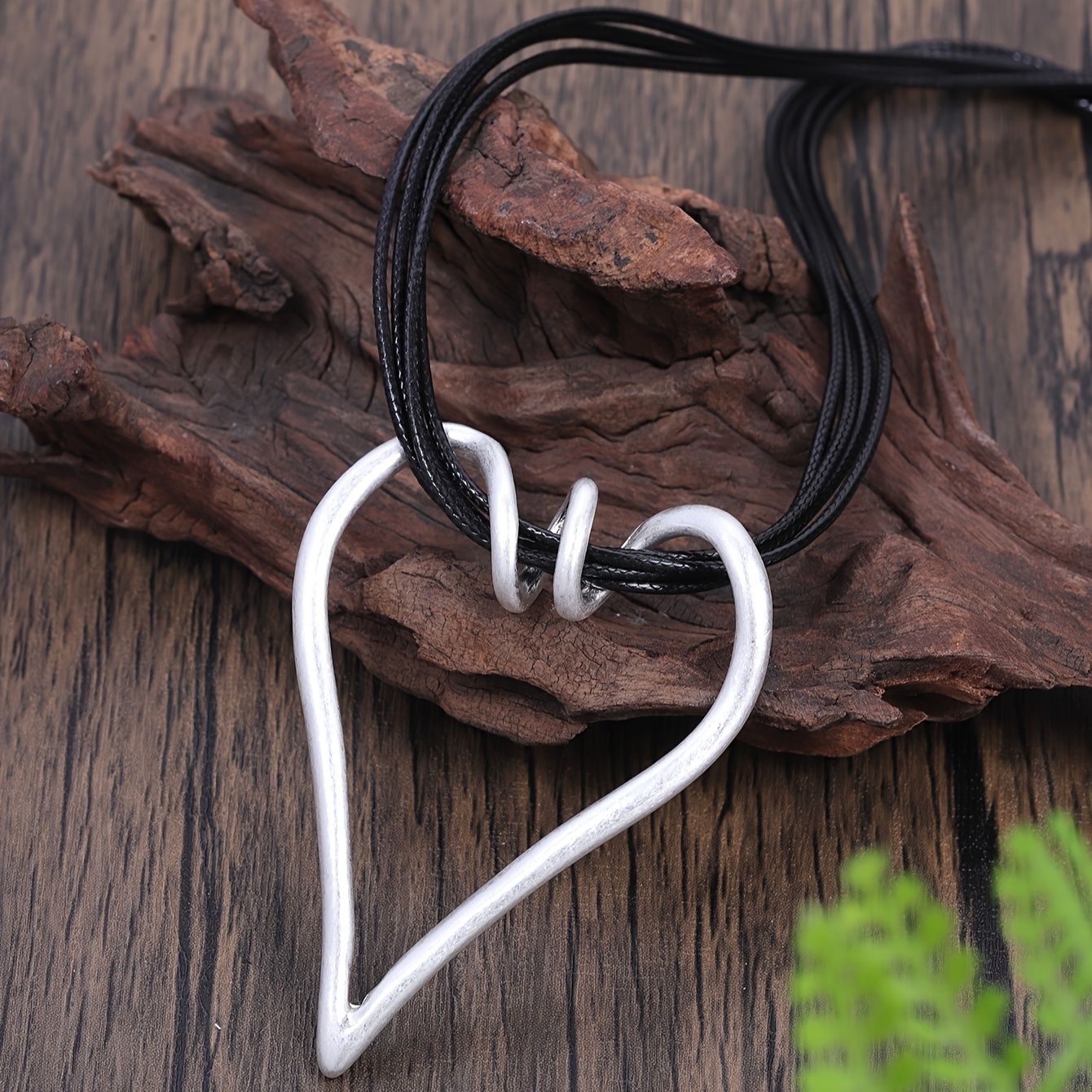 Silvery Tone Heart Pendant Necklace for Women
