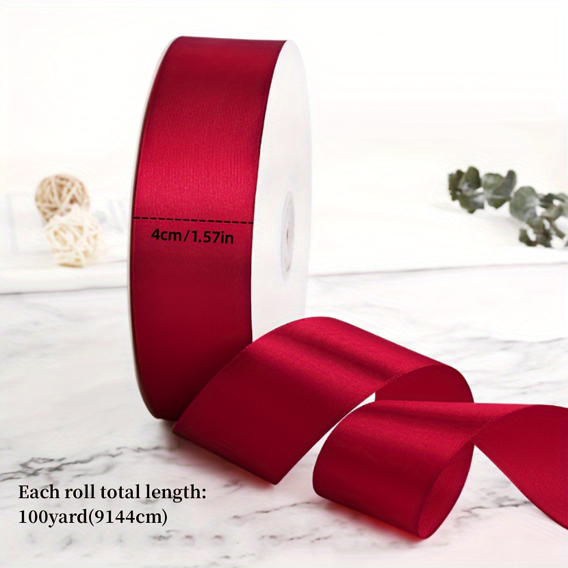 

1pc Satin Ribbon, Width 1.57 Inches X Length 100 Yards, Solid Color Satin Ribbon, Used For Baking, Gift Wrapping, Crafts, Hair Accessories, Wedding Decoration, Sewing, Invitations, Bouquets, Christmas