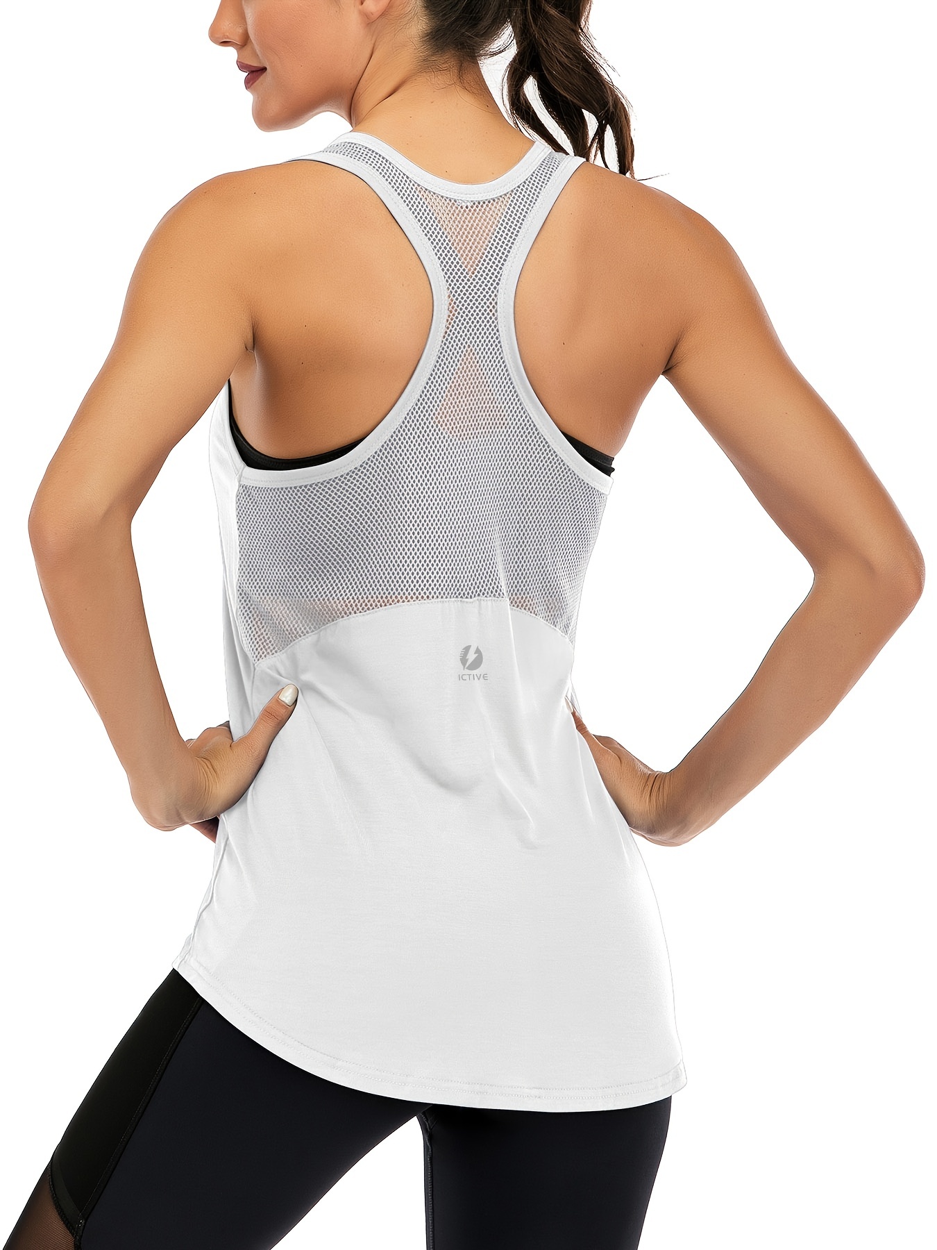 Workout Tops for Women Loose fit Racerback Tank Tops Tie Back Running Tank  Tops Mesh Backless, Black/Gray/White/ Size S-XL