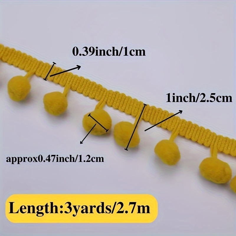 3 Yards Pom Pom Lace Trim Ball Fringe Ribbon For Sewing - Temu