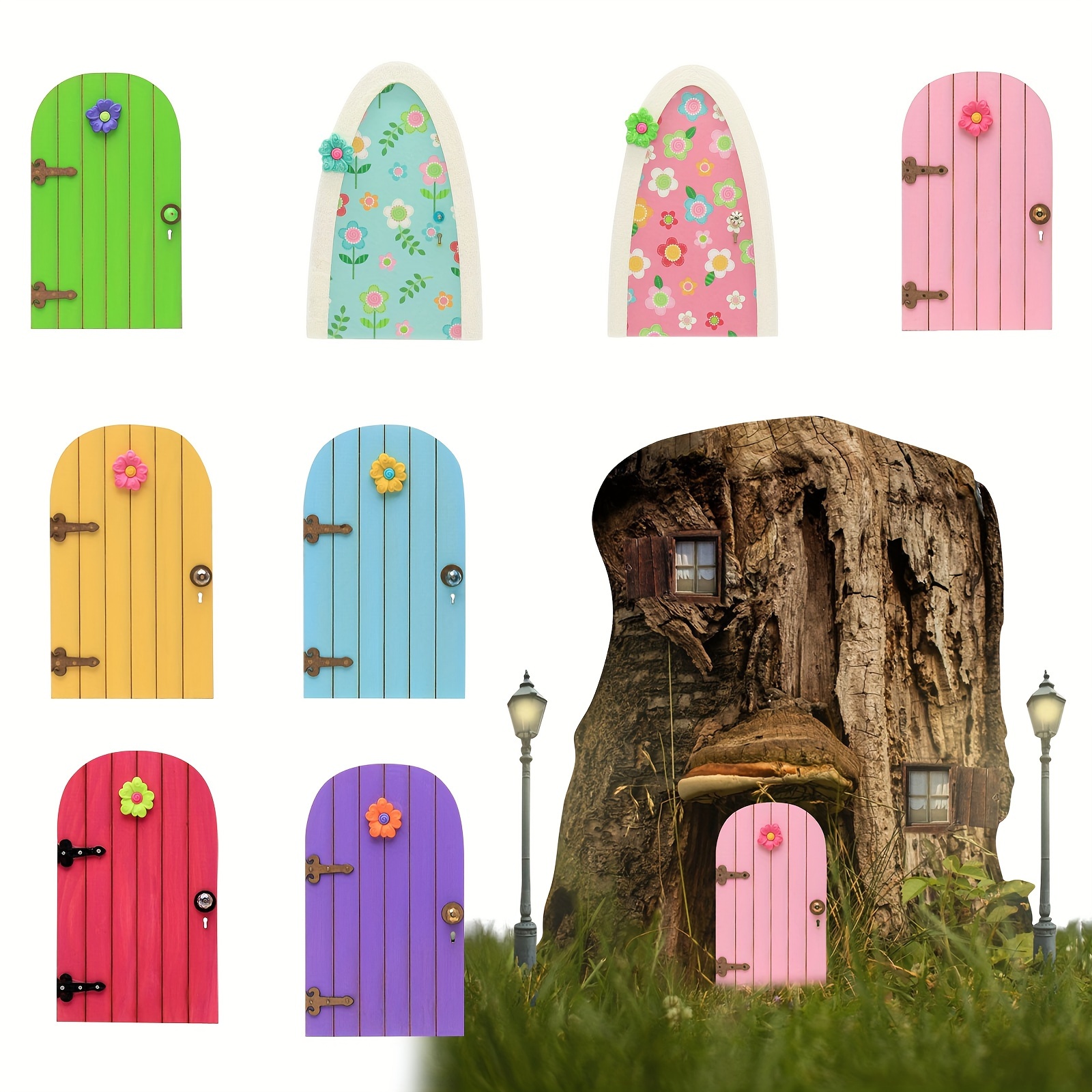  Fairy Doors for Trees Outdoor, Miniature Garden