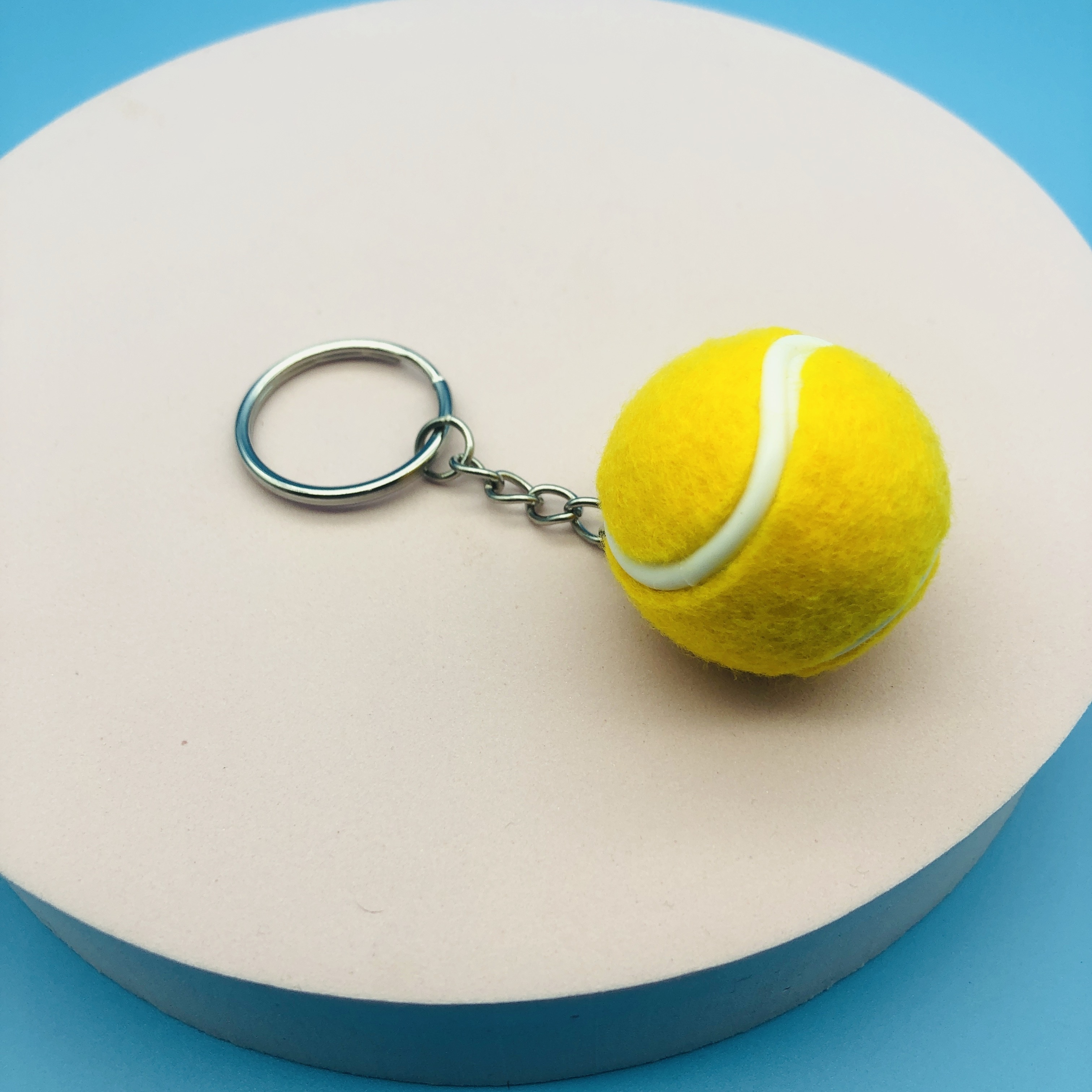 Funny Tennis Ball Mini Keychain for Women Men Racket Key Chain