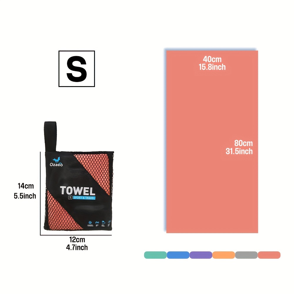 Microfiber Travel Towel with Mesh Bag, Quick Drying for Camping, Beach, Hiking