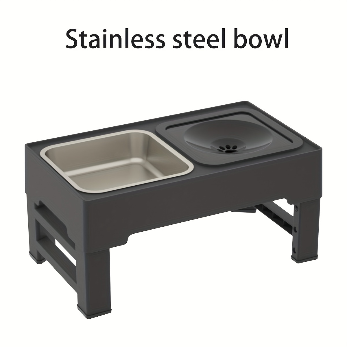 Elevated Dog Bowls for Large Dogs, Raised Dog Bowl Stand with No Spill Dog Water Bowl & Stainless Steel Dog Food Bowl, 4 Heights Adjustable for Small