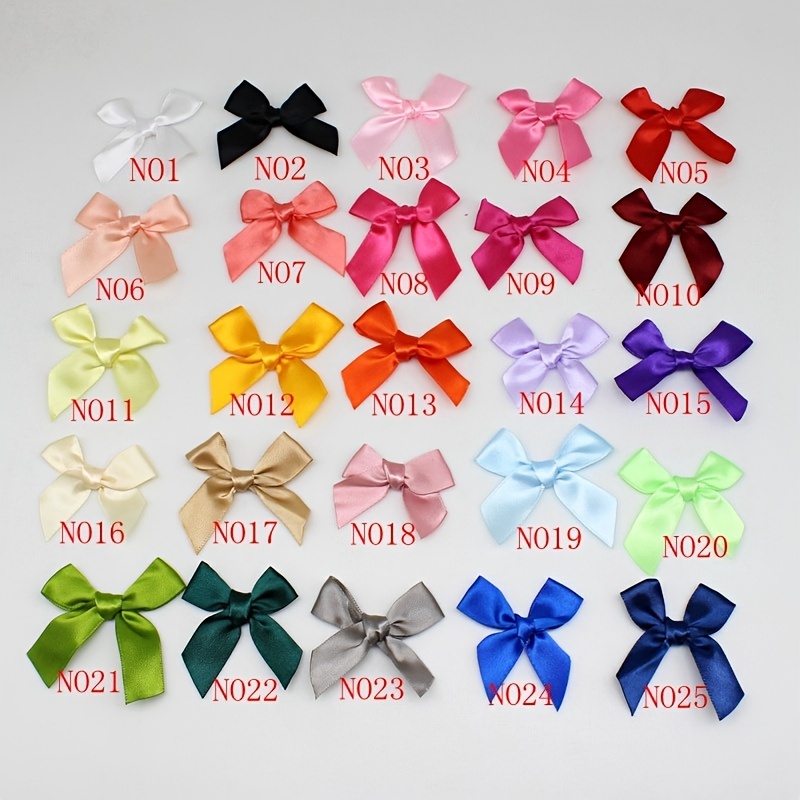 Ivory Satin Twist Tie Bows - 1.5 Inch - Pack of 50