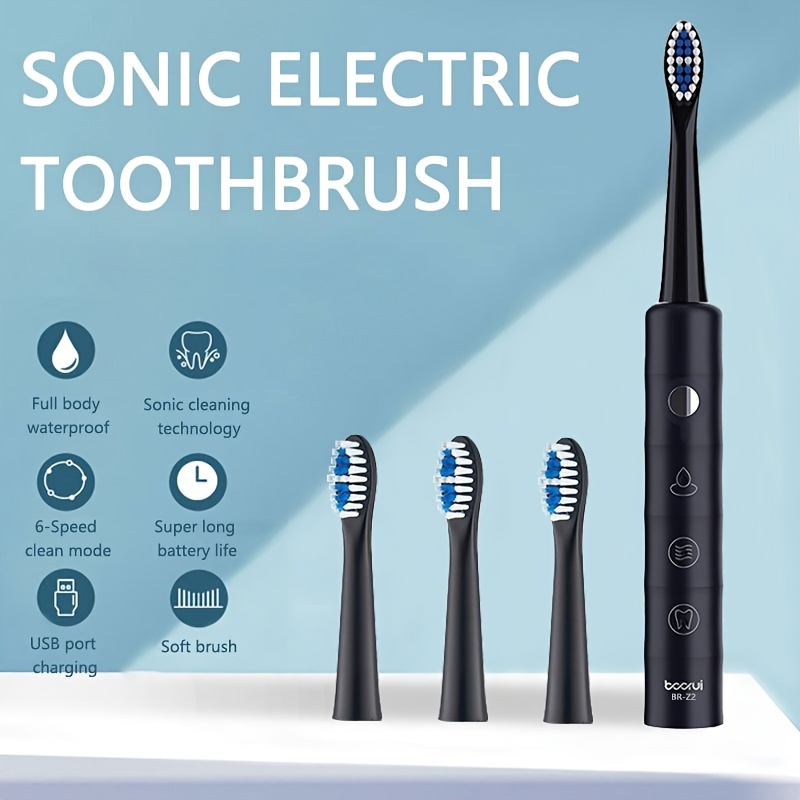 電動歯ブラシ 音波 ソニック USB充電式 IPX７防水 - 電動歯ブラシ