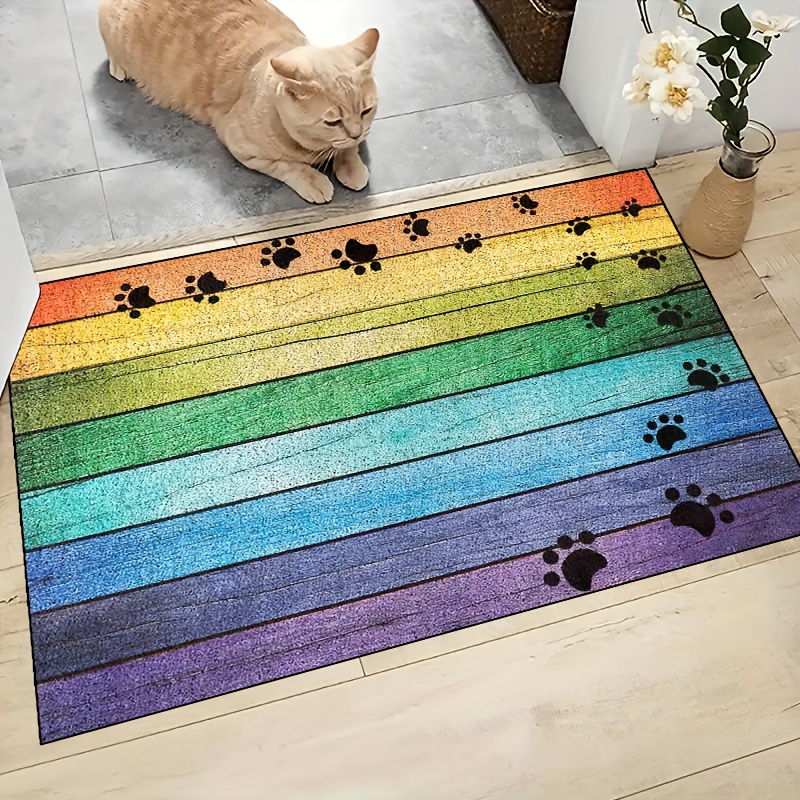 Dog Cat Paw Print Welcome Doormat Dirt Resistant Anti slip - Temu
