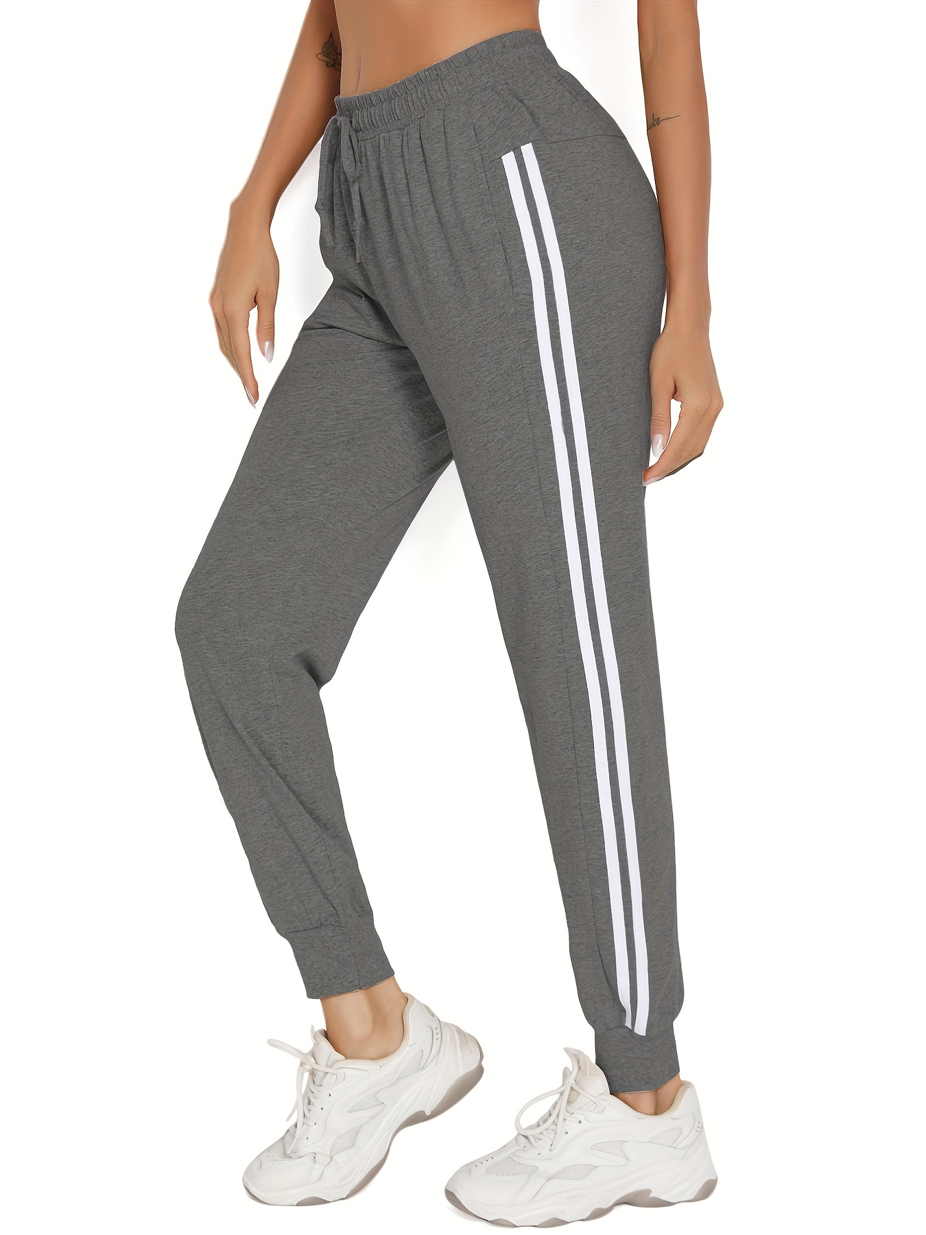 Womens Striped Joggers: Casual Loose Fit Sweatpants Trousers Loose