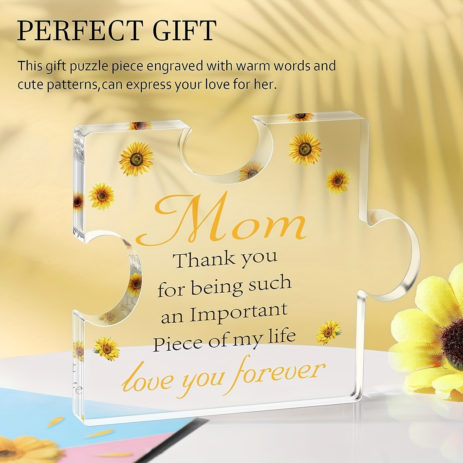 Birthday Gifts for Mom Engraved Acrylic Block Puzzle Mom Present