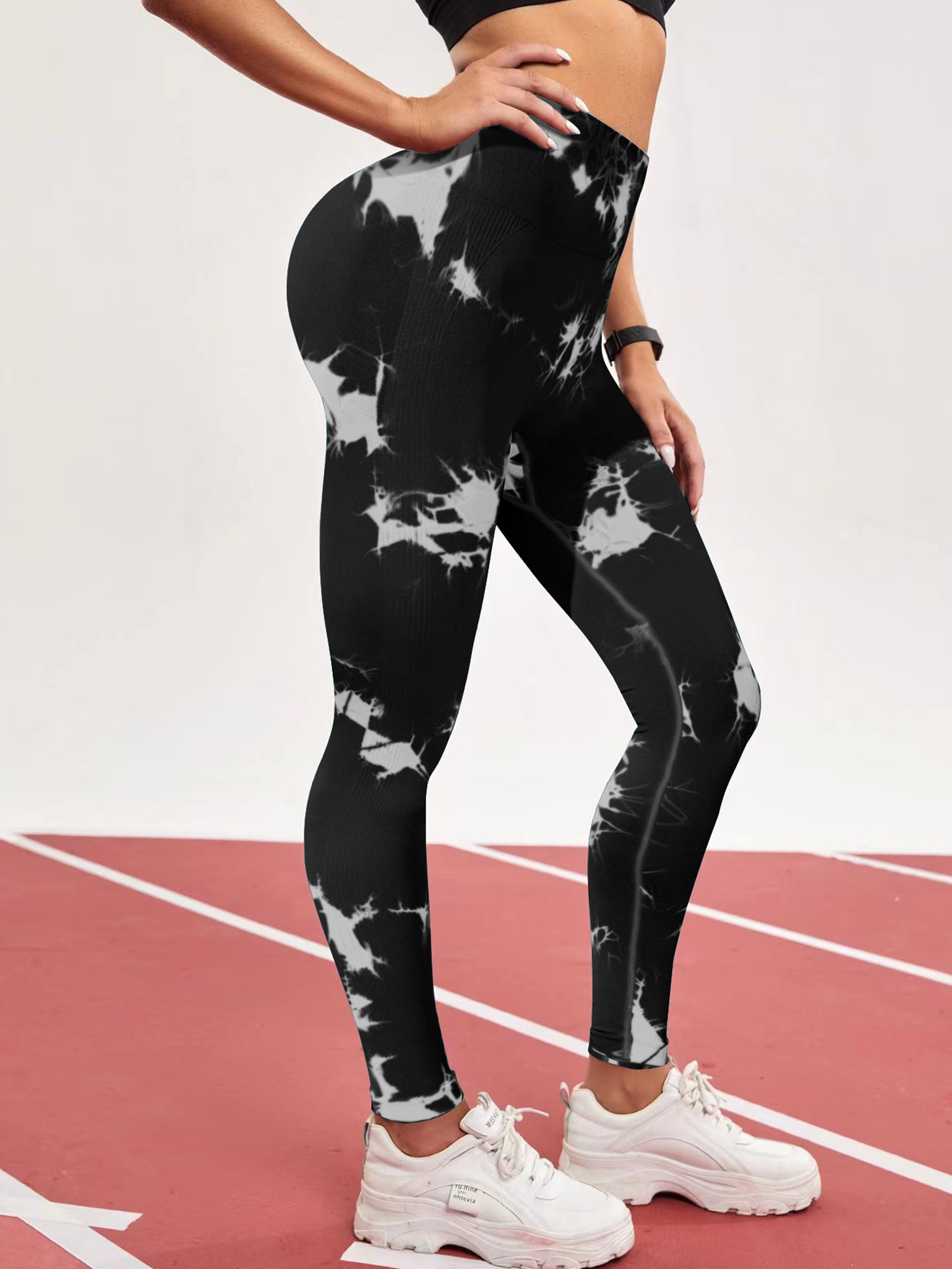 Womens Sport Skimpy Tie Dye Ripped Seamless Sporty Cutout High Waist Dressy  Leggings for Women Cute Tights Yoga Pants Black at  Women's Clothing  store