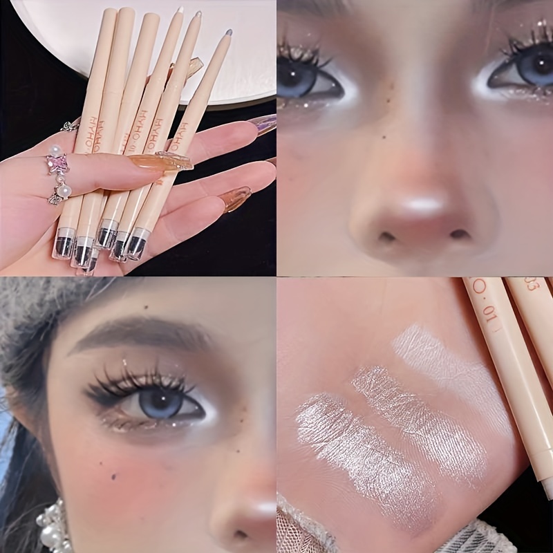 Matte White Lying Silkworm Highlighter Pen Eyes Corner Brightening Pearl  High-gloss Eyeliner Waterproof Glitter Eye Makeup Tool