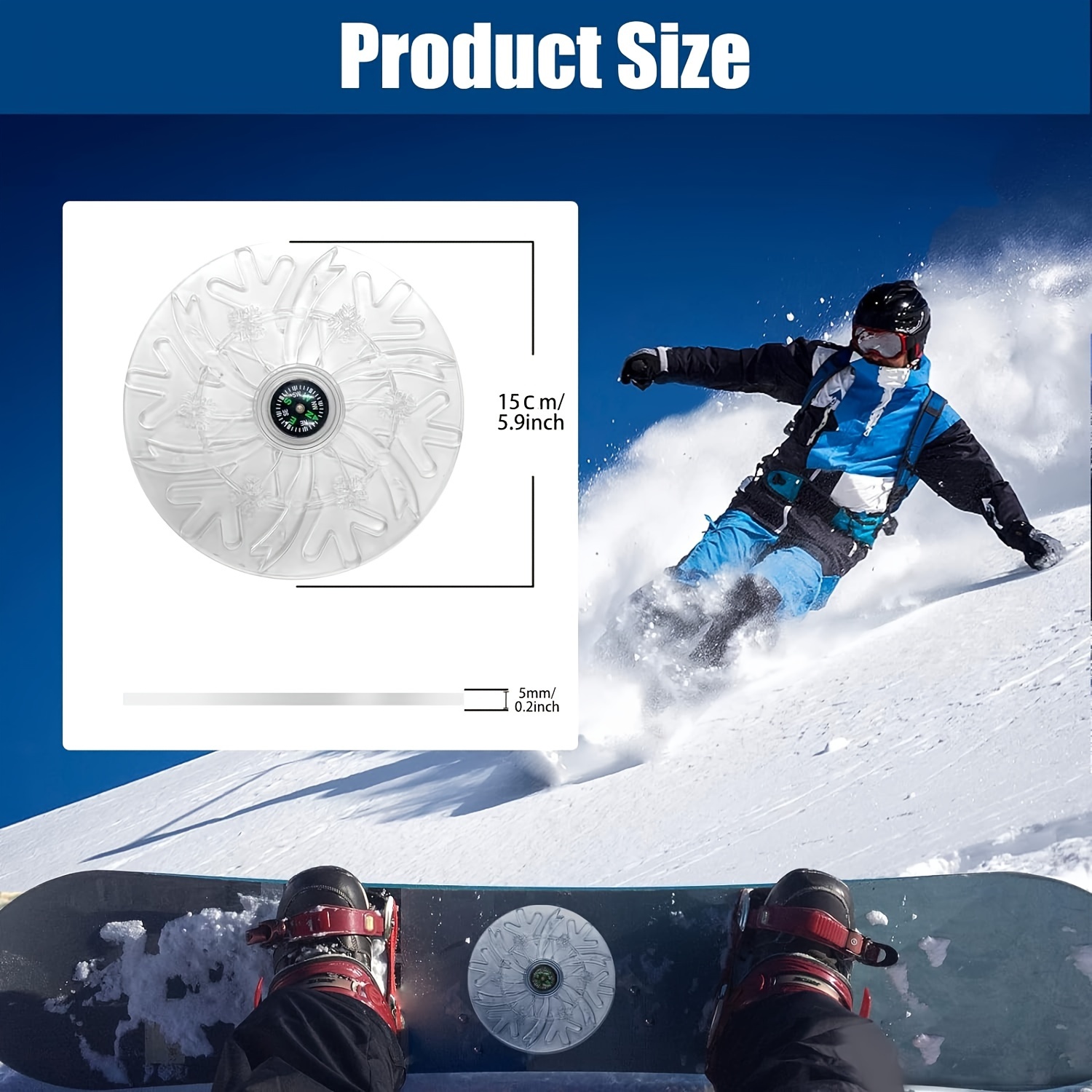 1pc Snowboard Stomping Pad Avec Boussole, Matériau PVC Antidérapant  Snowboard Pad, 3D Forme De Flocon De Neige Stomping Pad (15 X 15 X 0,5  Cm/5,91 X