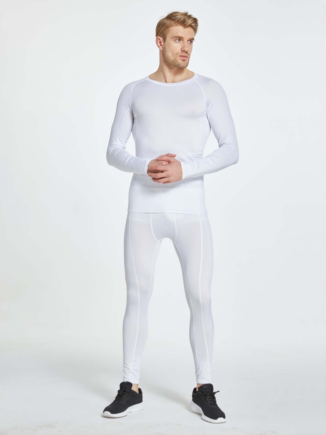 KGPopular Men's Stretchy Compression Yoga Pants Baselayer Cool Dry Sports  Leggings Bottoms 