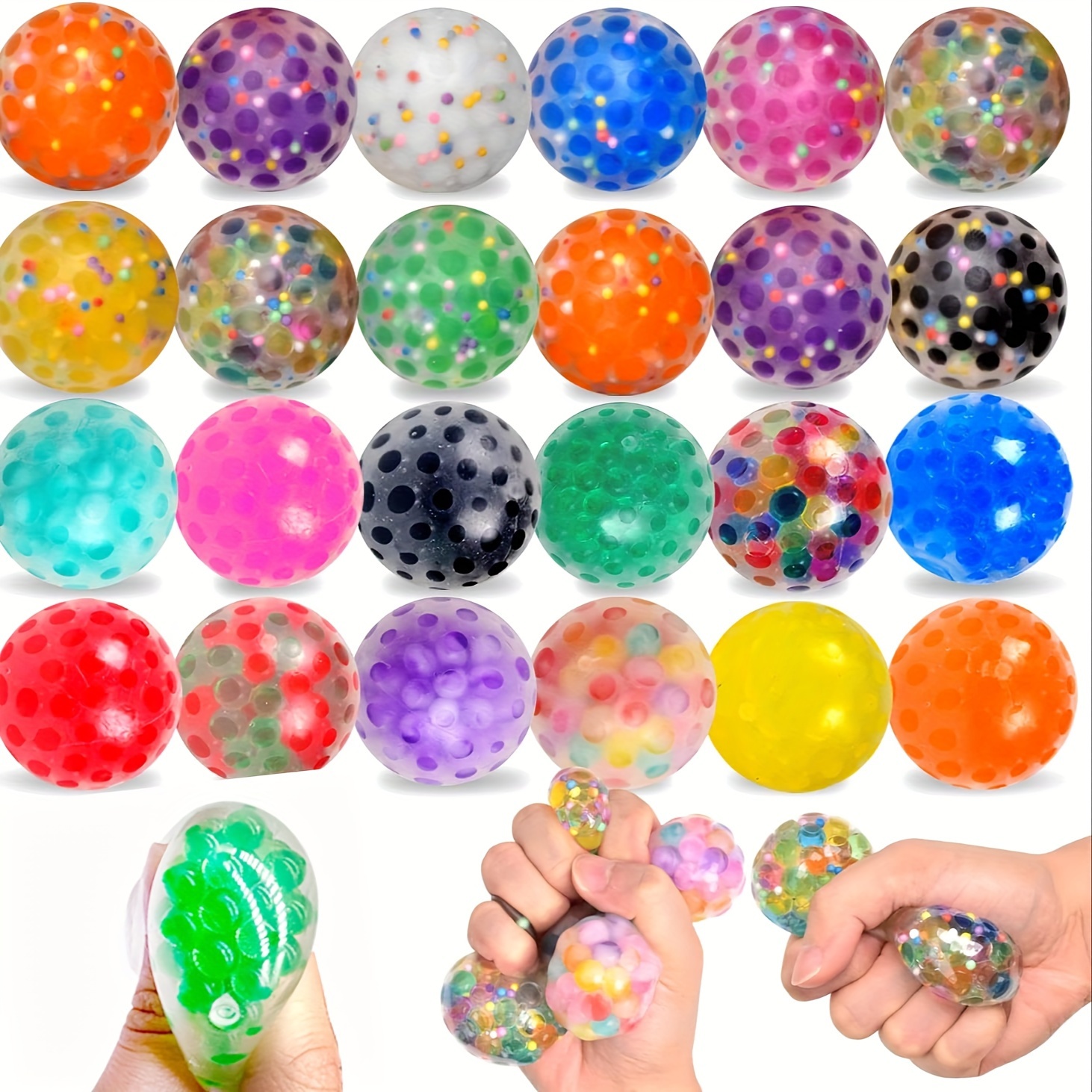 Pelota Antiestrés con cuentas de colores para niños juguete sensorial para  Ehuebsd apretar arcoíris
