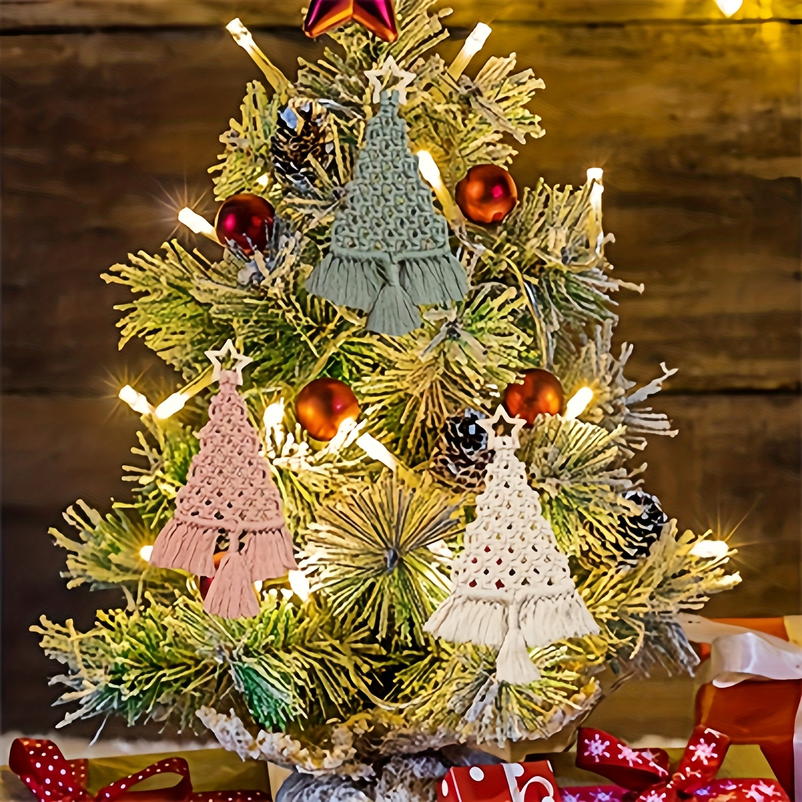 3pcs DIY Woven Christmas Tree Kit Wall Hanging Rope Decoration