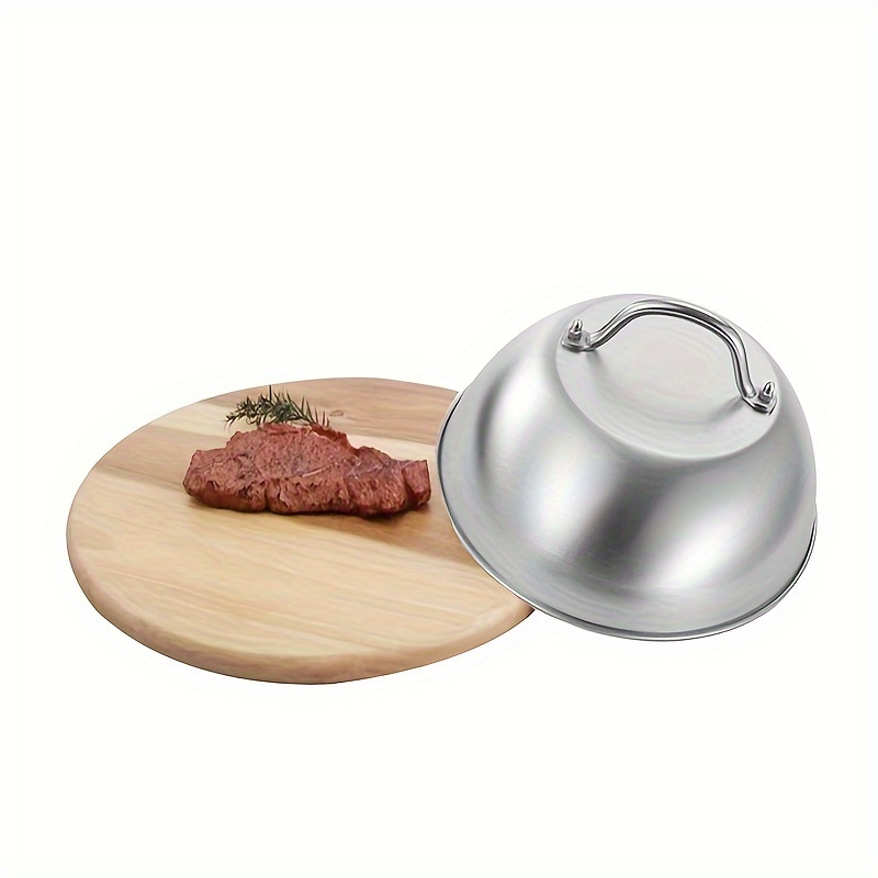 

1 Piece Of Stainless Steel Pot Cover, Cheese Melting Dome And Steamer Lid, Suitable For Indoor Or Outdoor Flat Barbecue Cooking, Round Grill Cover, Grill Accessories