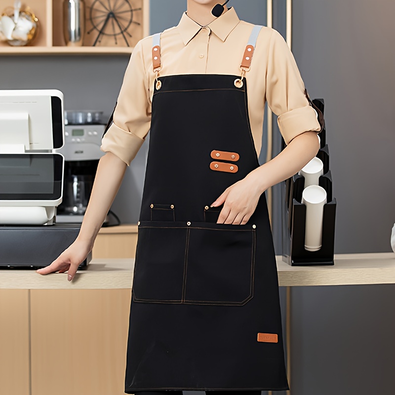 

1pc Waterproof And Oil-proof Apron, Designed For Both Women And Men, Featuring Convenient Pockets - Ideal For Use In Supermarkets, Restaurants, Fruit Shops, Milk Tea Shops
