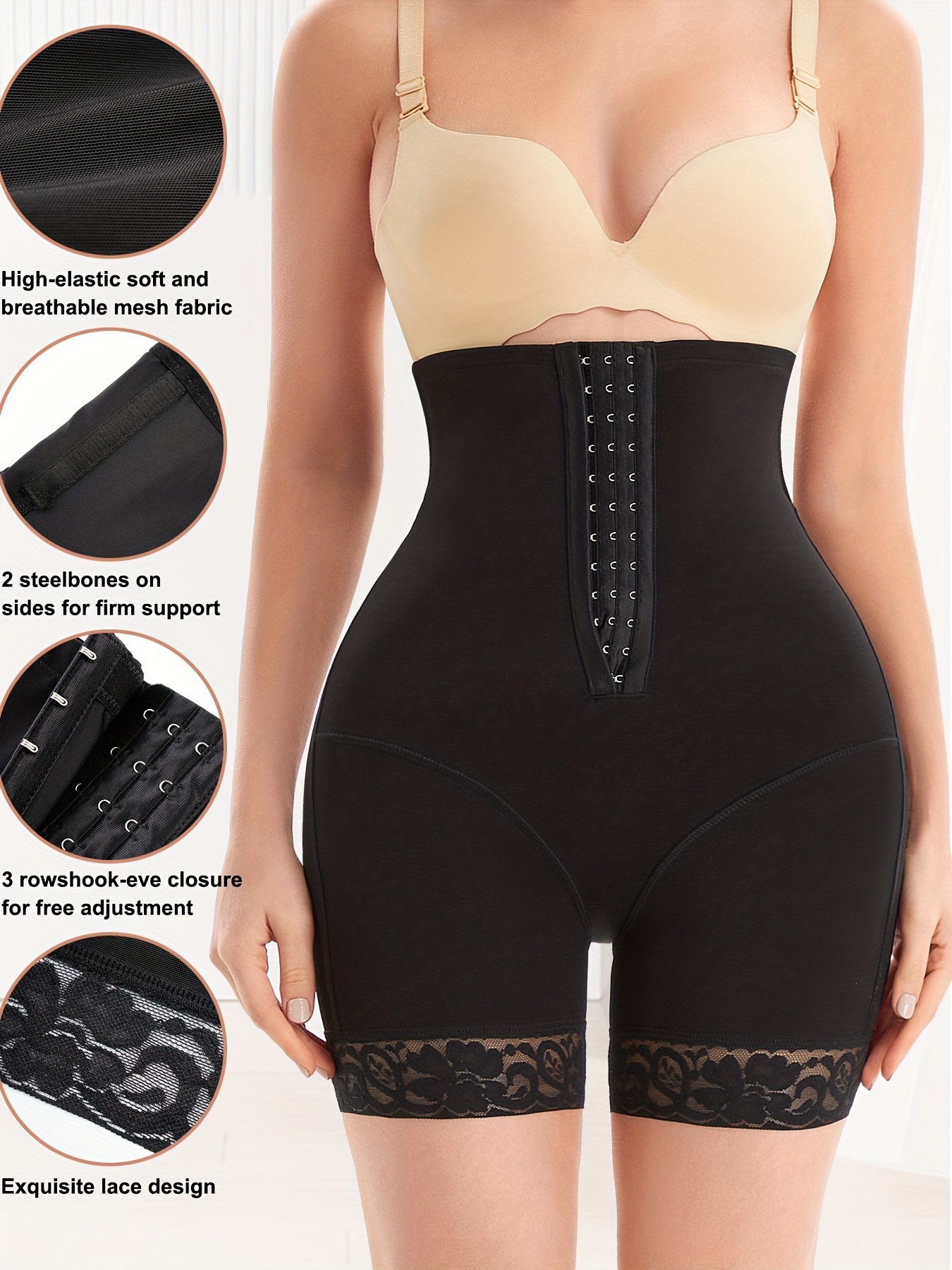 Tummy Control Thong Shapewear for Women Waist Cincher Slimmer High Waisted  Body Shaper Panty Girdle Waist Trainer (Color : Black, Size : XX-Large)