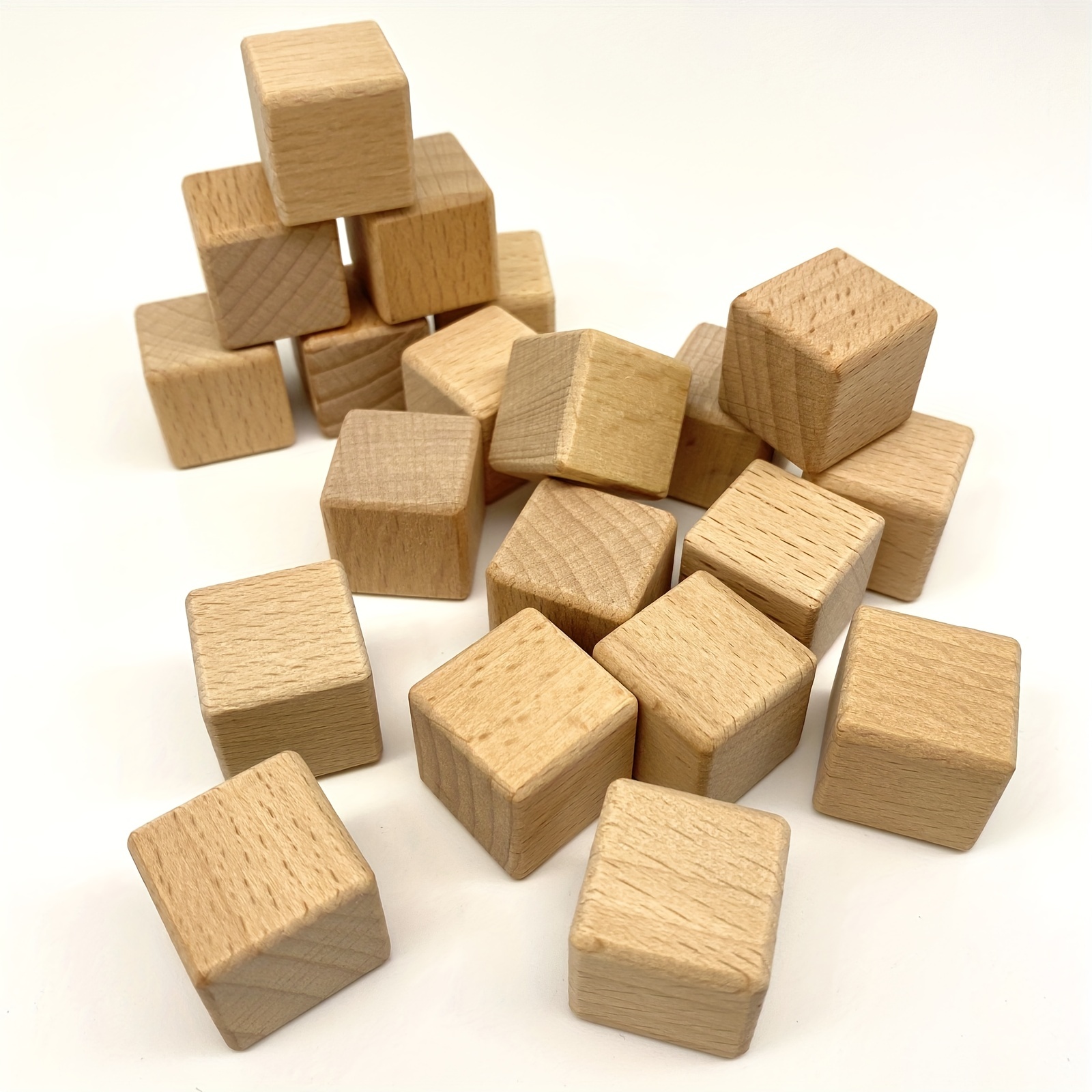 Cubos de madera, 100 cubos de madera natural de 1 pulgada, cuadrados sin  terminar, bloques cuadrados en blanco, pequeños bloques cuadrados para