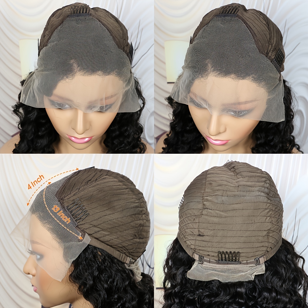 13 4 Lace Front Wigs Human Hair Wig Deep Wave Front Lace Wig Temu