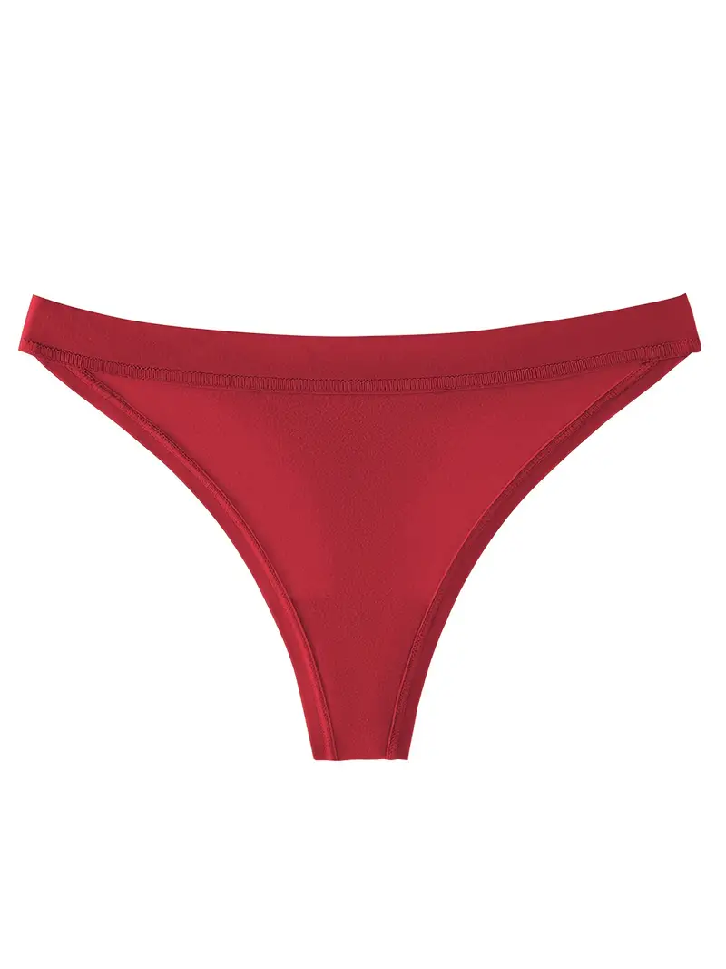 Simple Low Waist Thong Panties Breathable Solid No - Temu