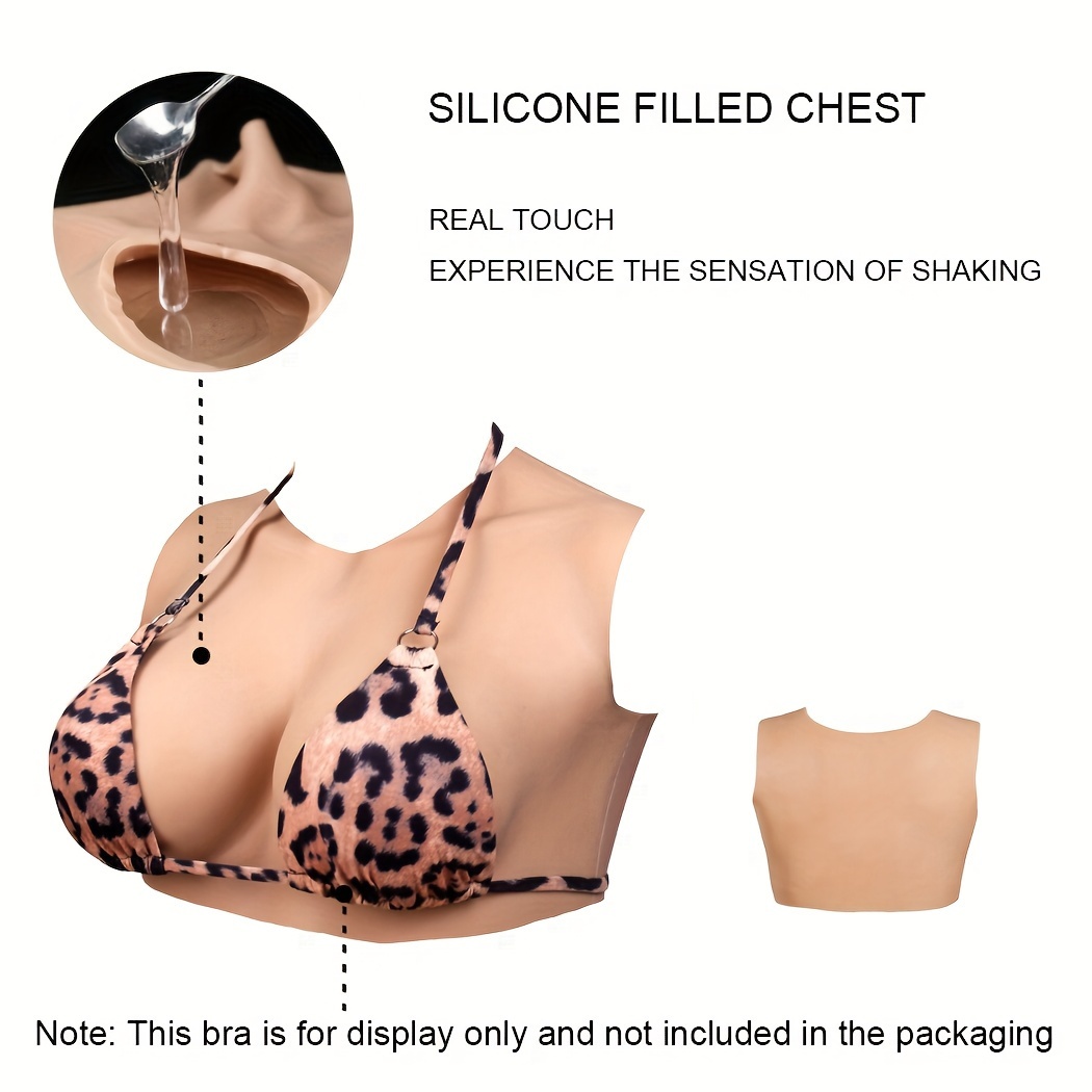 Silicone Fake Boobs Breast Forms Silicone Breastplate False Breasts Hollow  Back for Crossdresser Drag Queen Cosplay(Size:G Cup,Color:Color 1)
