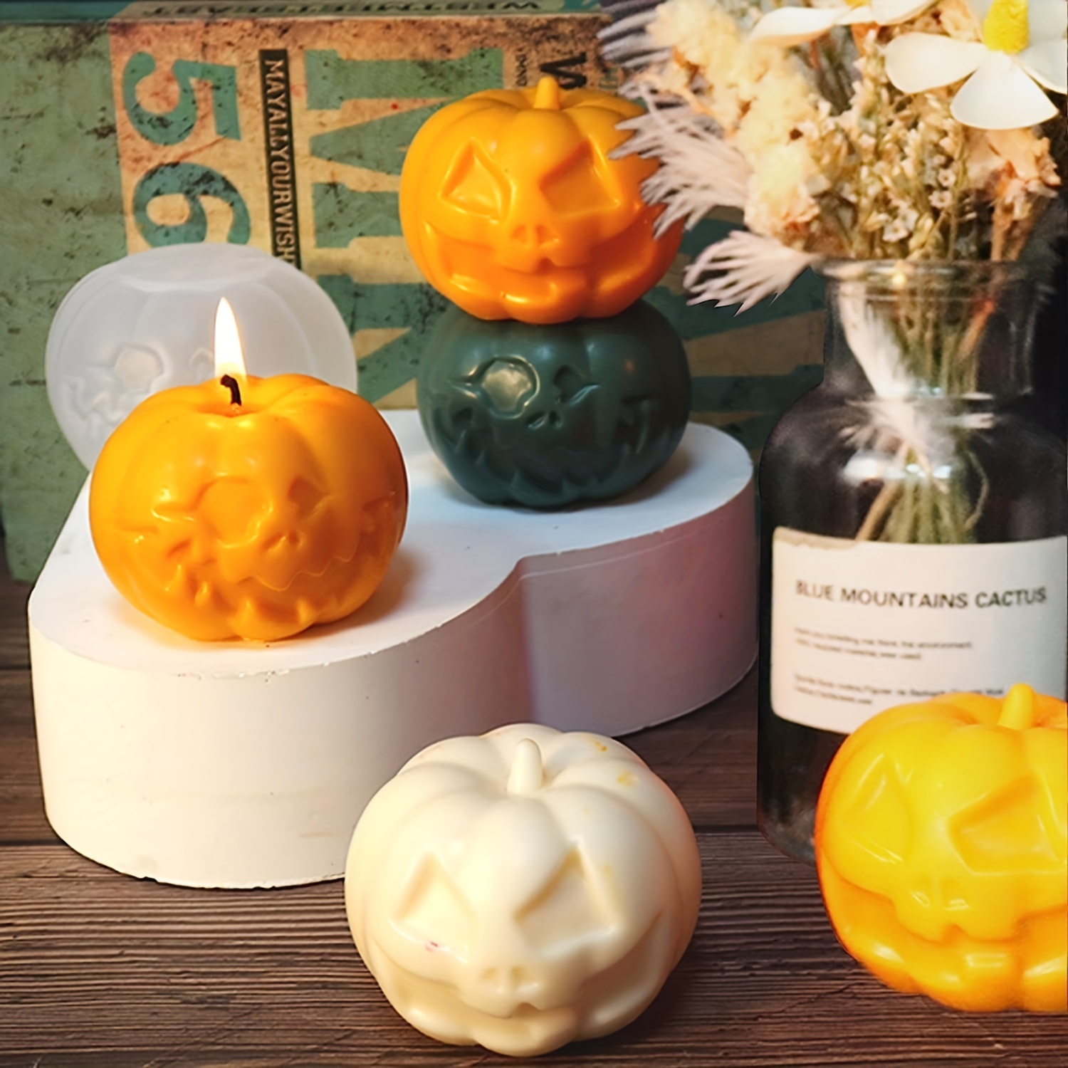 Moldes para velas de calabaza 3D, molde para velas perfumadas de