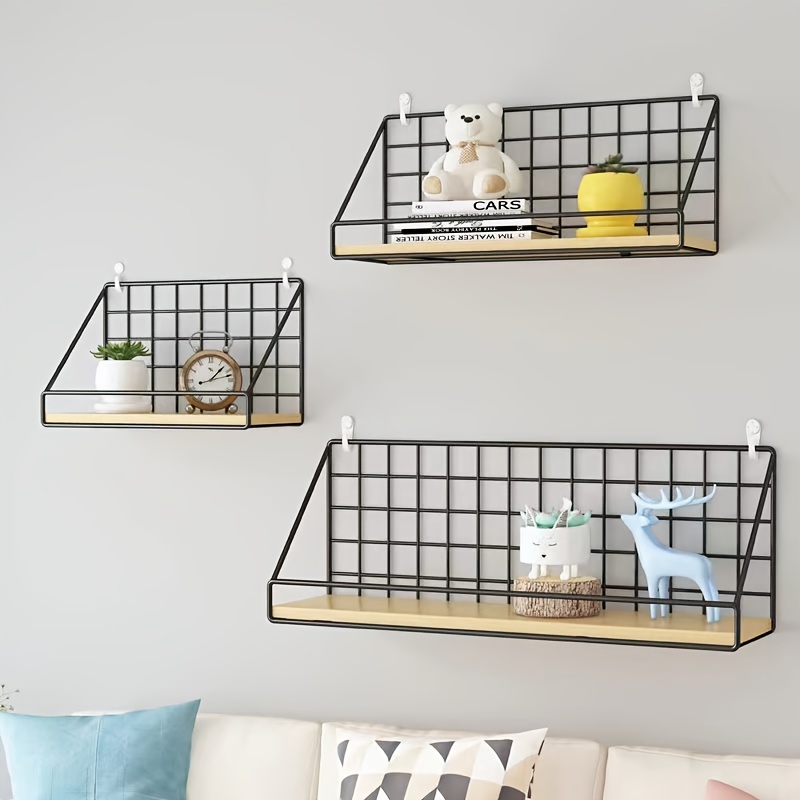 Floating Shelves For Wall Decor, Self Stick Adhesive Wall Mounted Shelf For  Living Room,bedroom,kitchen,office Decor- That Utilizes Wall Space Storage  Organizer (adhesive Or Screw) - Temu