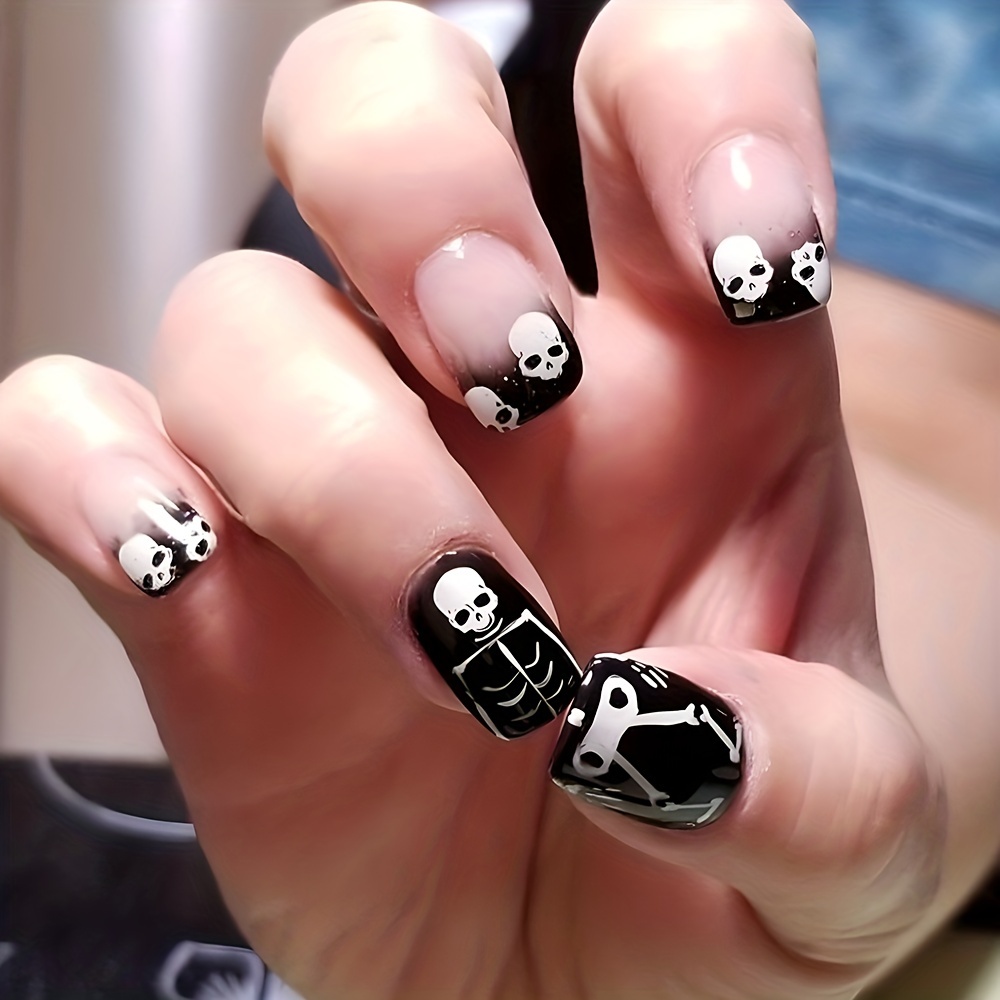 Exquisite Halloween Press On Nails With Scary Skull, Ghost, And