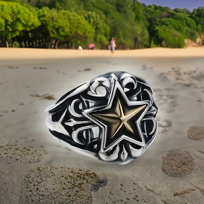 Pentagram Hollow Out Men's Ring