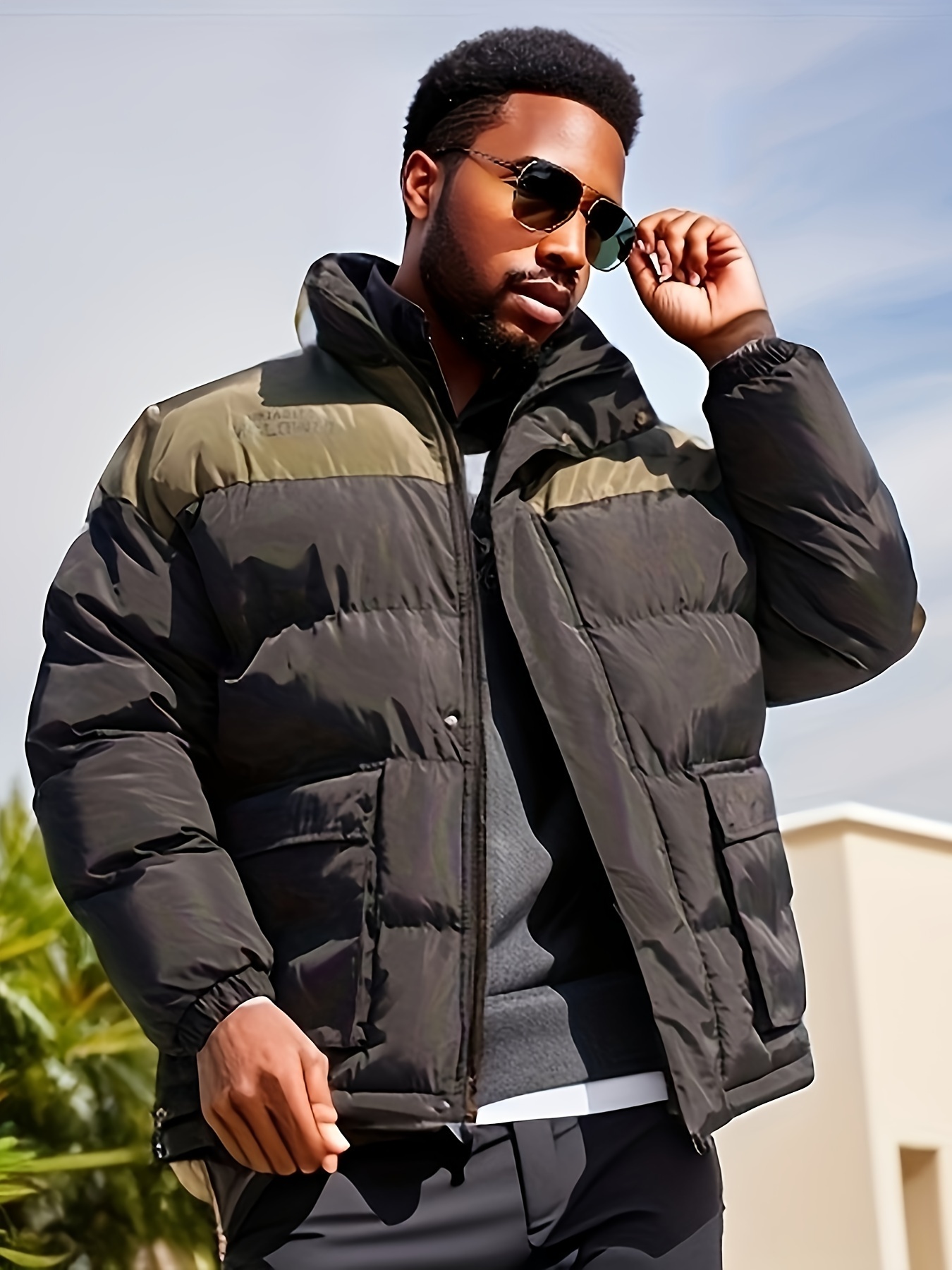 Plus Size Men's Solid Coat Fleece Button Jacket Oversized - Temu