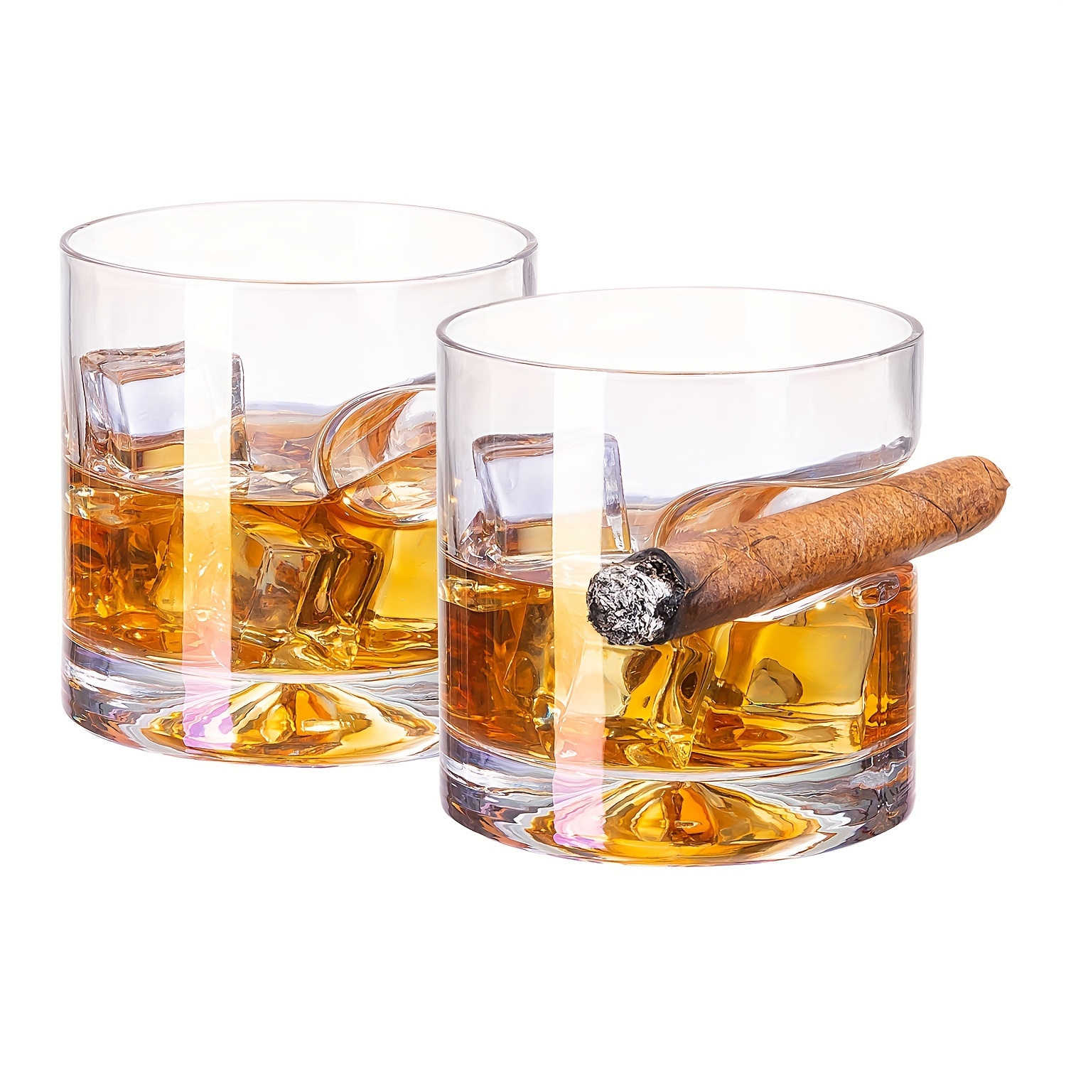 Viski Footed Crystal Scotch Glasses Set of 2 - Premium Liquor Drinking Glass,  Classic Whiskey Bourbon Glasses and Scotch Glass Gift Set, 8 oz