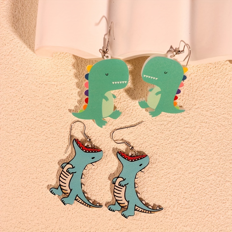 Lovey Cartoon Dinosaur Dangle Earrings