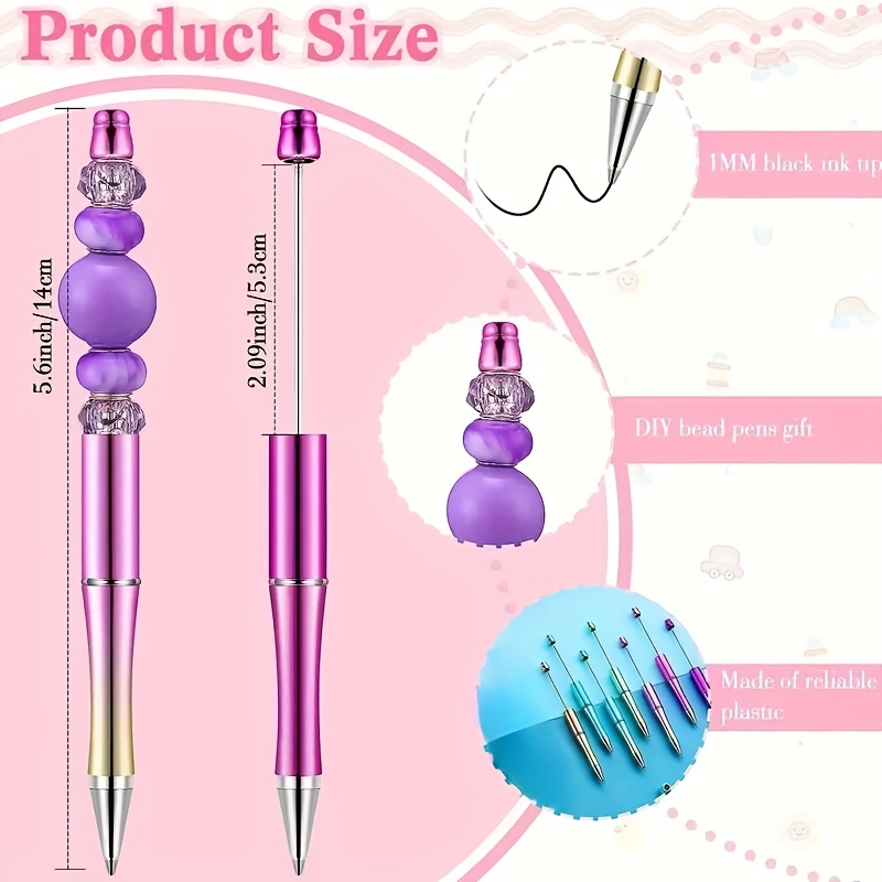 10Pcs/set Ballpoint Pen Creative DIY Bead Pen Plastic Beaded Pen