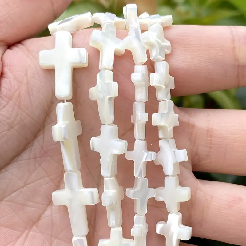10x10mm Cross Seashell Beads White Cross Beads Loose Spacer Beads For DIY  Jewelry Making
