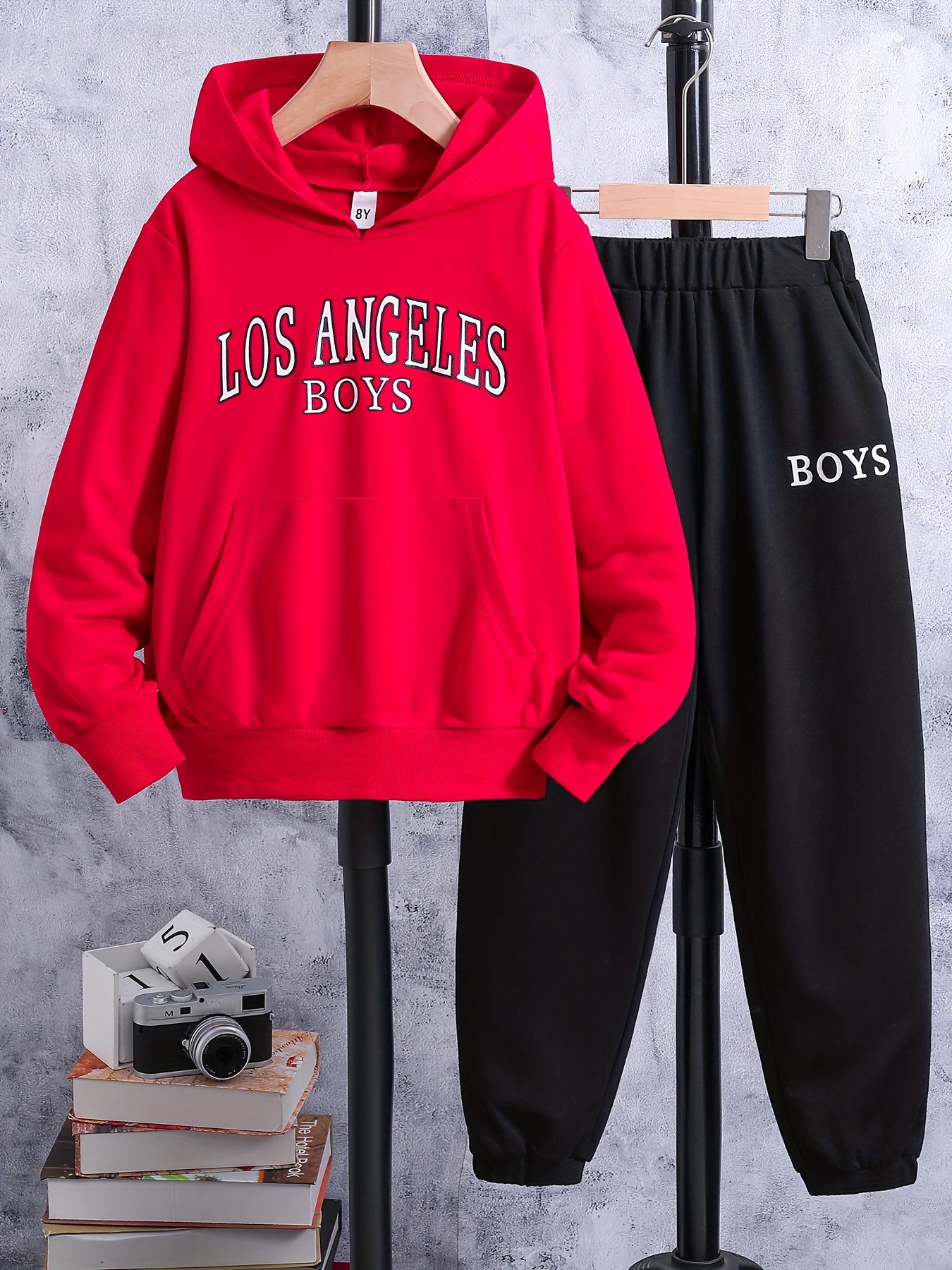 Men's los Angeles Print Pullover Hoodie Sweatpants For Big - Temu