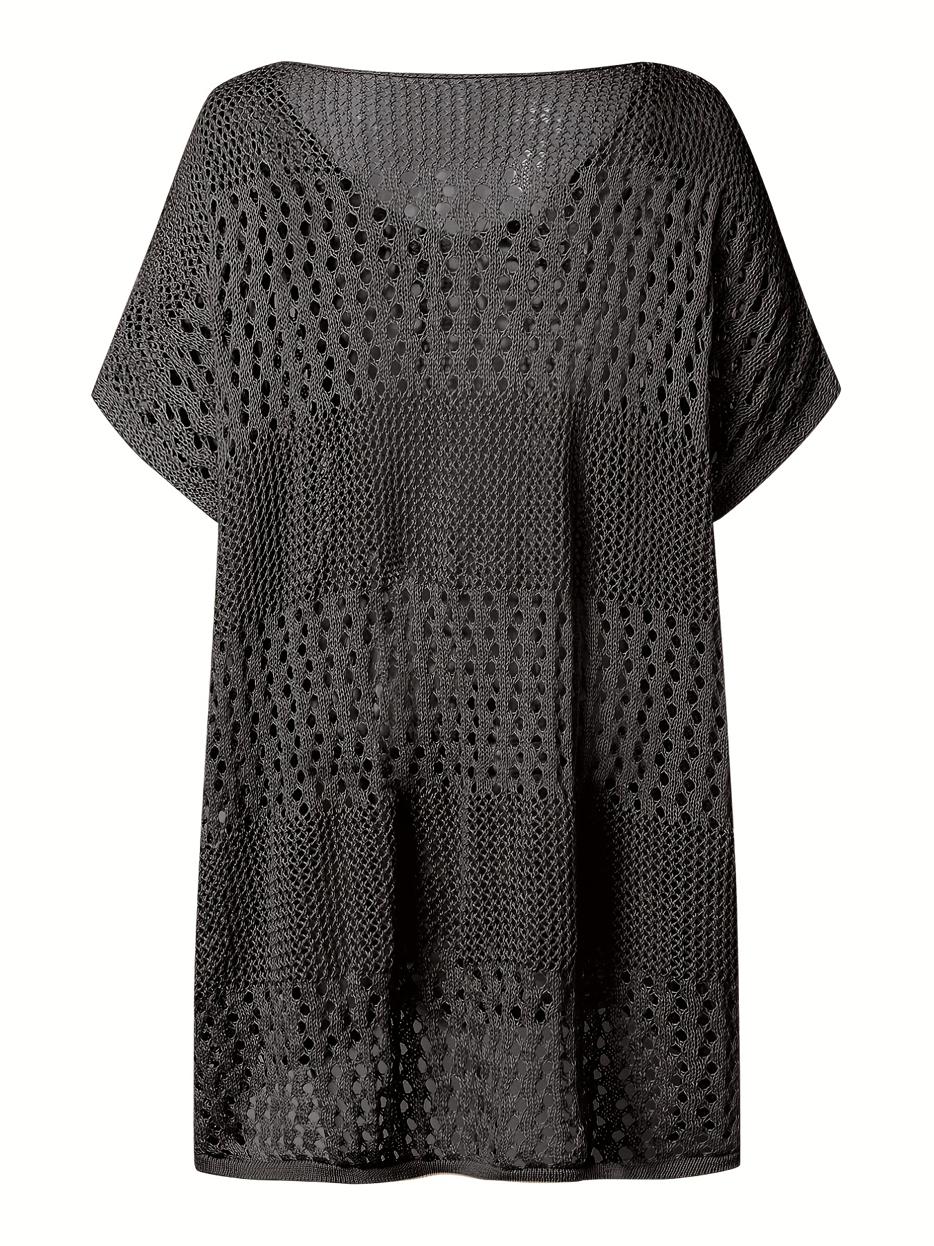 Apricot Crochet Eyelet Hollow Cove Up Dress Shorts Sleeve Solid Vacation Boho