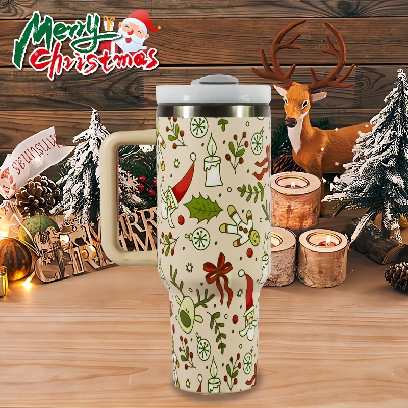 Christmas Theme Tumbler Cup Tumbler Cup With Handle And - Temu