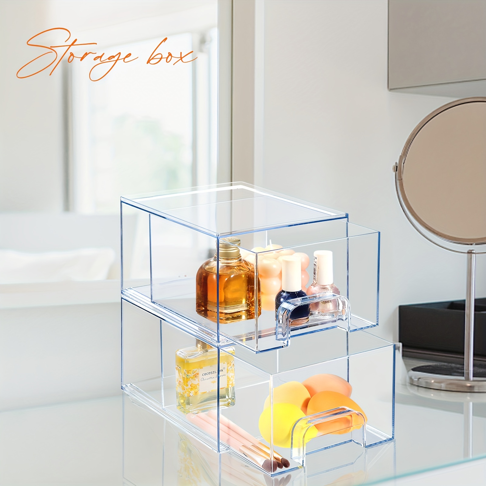 Stackable Clear Drawer Organizer Bins, Bedroom Organizers, Clear