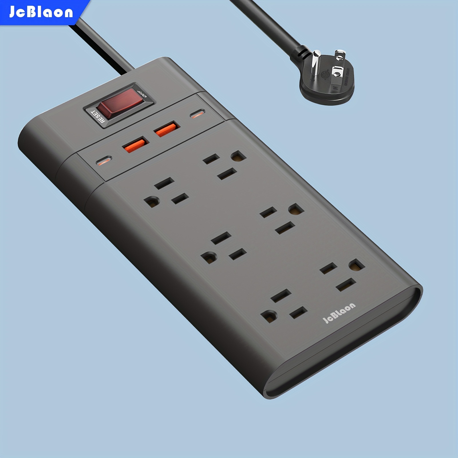 Regleta De Energía Con Protección Contra Sobretensiones - JcBlaon Cable De  Extensión De Enchufe Plano Ultra Delgado Con 4 Puertos USB (2 Cargadores US