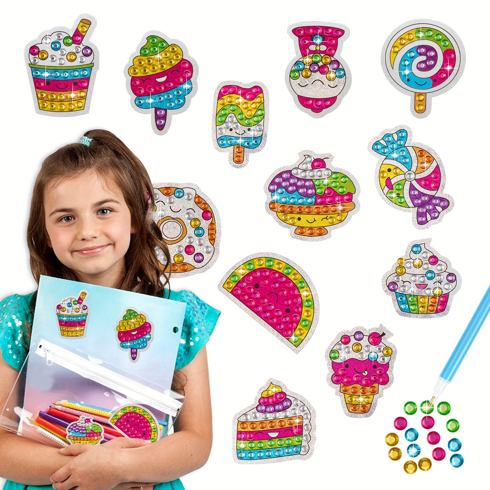 1Set 5D Diamond Stickers Painting Kits for Kids 14Pcs Gem Diamond