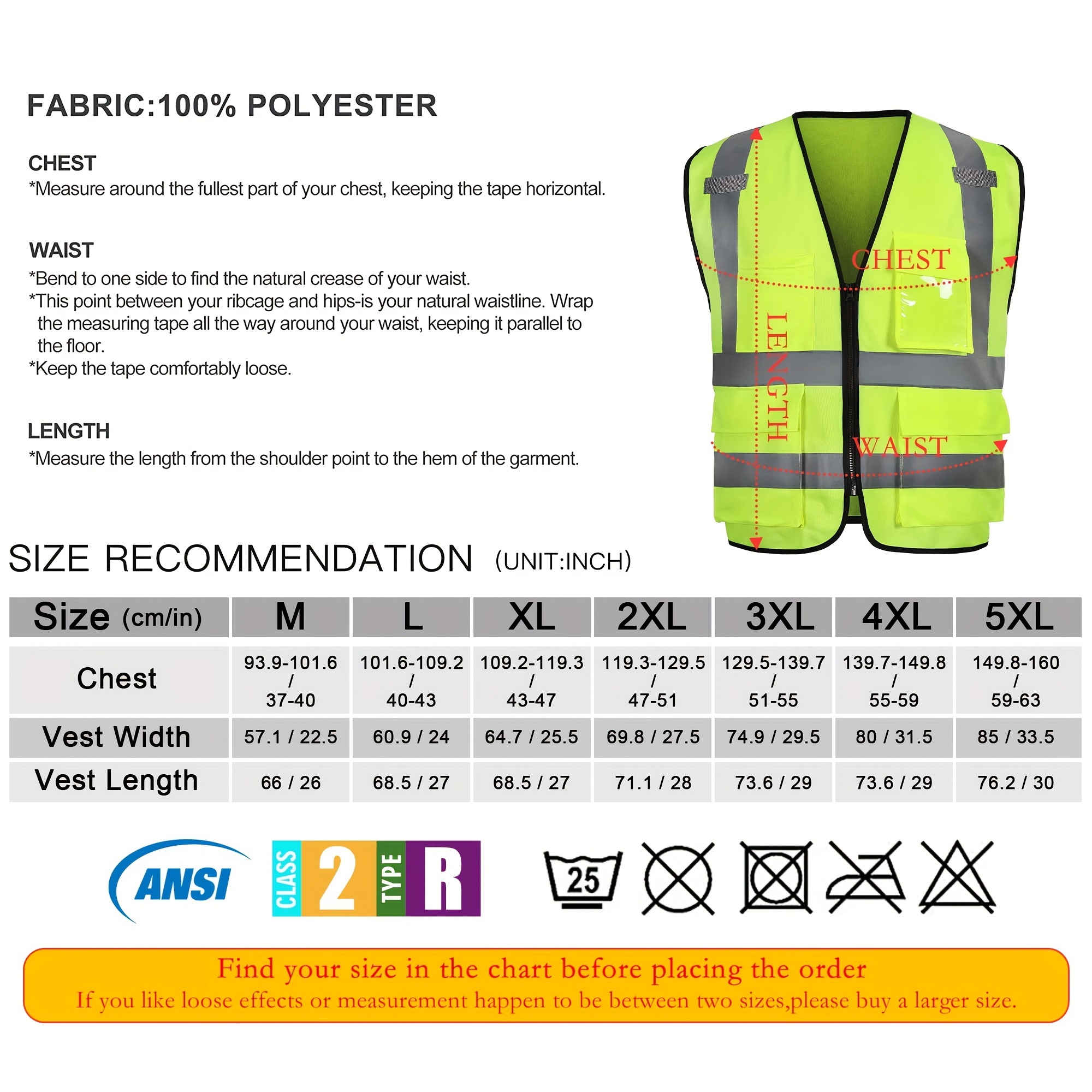 Yellow Hi Viz Waist Coat - Sizes M, L & XL - High Visibility (PPE