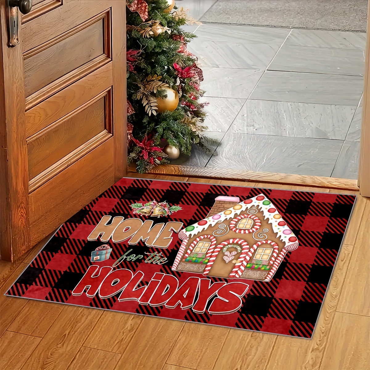 Christmas Tree Pattern Door Mat | Winter Doormat | Welcome Mat | Cute  Christmas Door Mat | Winter Holiday Decor Gift | Home Doormat