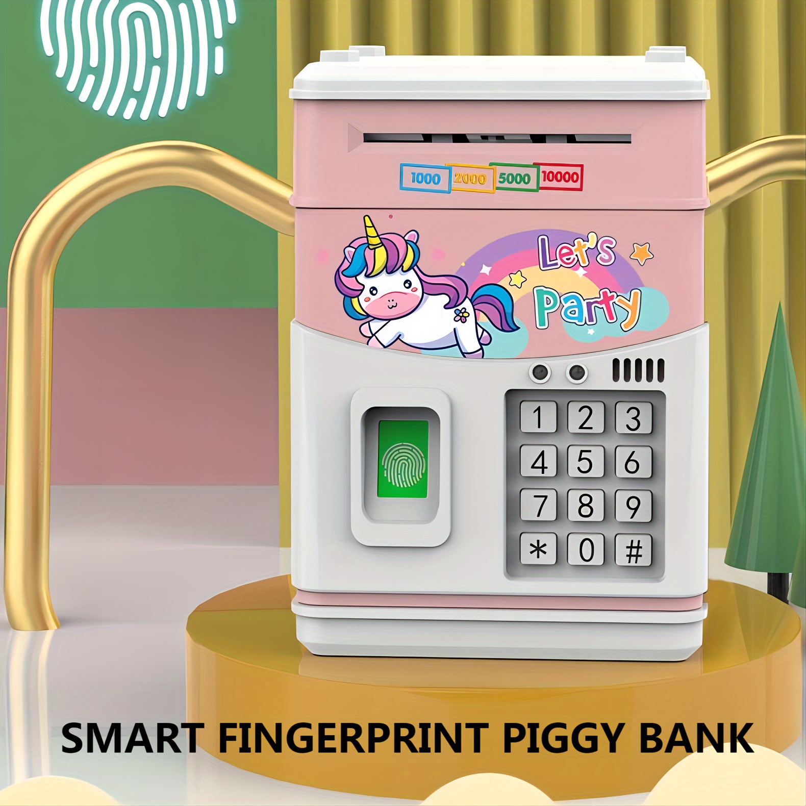 Hucha de juguete electrónico mini cajero automático con contraseña personal  y simulación de desbloqueo de huellas dactilares, caja de música con
