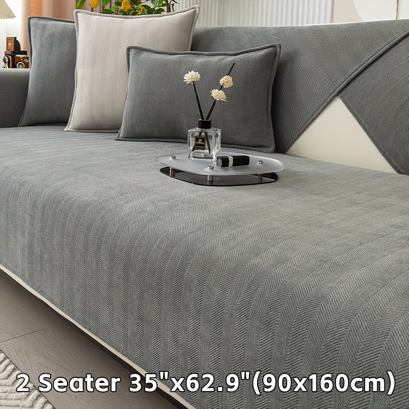 E-shop Chenille-Rippsofa-Bezug - Haustierfreundlicher Rutschfester Sitzbezug für 3/2/4-Sitzer & Eckcouchs, Maschinenwaschbarer Weicher Stretchstoff,