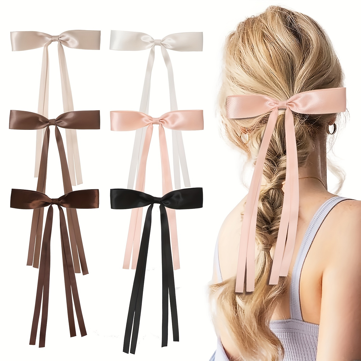 5pcs Korean Sweet Pink Ribbon Bow Hairpin Girls Women Y2K Hair Barrette  Mini Duckbill Clip Side Clip Headwear Hair Accessories