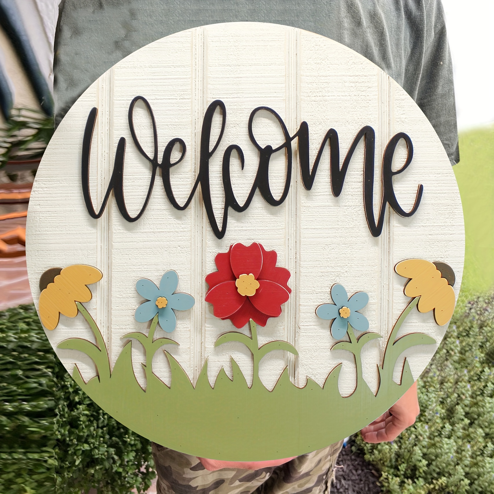 New Spring Flower Wreath Door Hanging Welcome Wreath - Temu