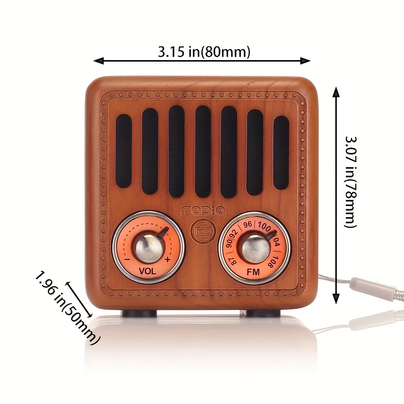 Solid Wood Portable Mini Retro FM Radio Bluetooth Speaker Old