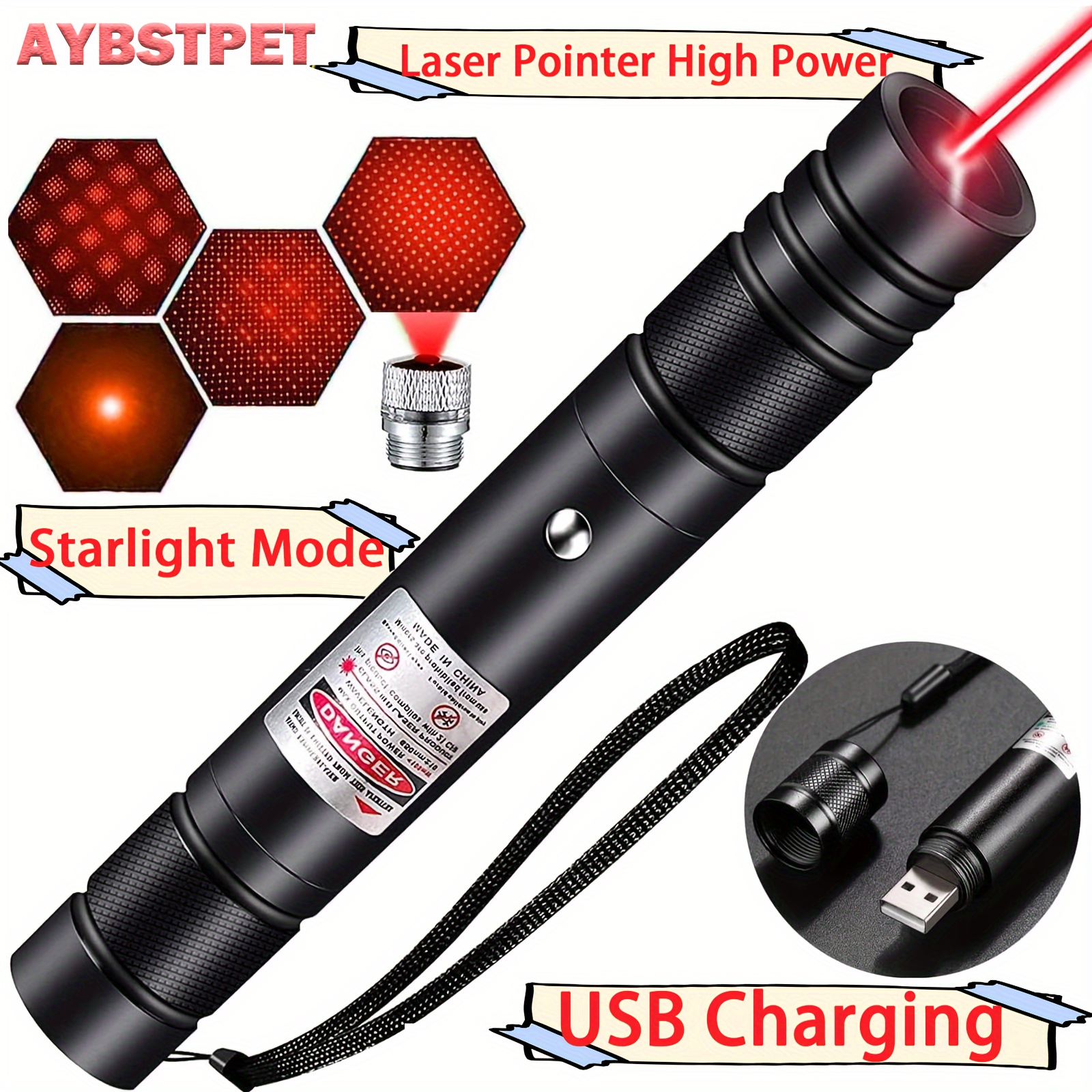 Puntero láser rojo, puntero láser, juguete para gatos, linterna láser, puntero  láser USB elaborado c Jadeshay A